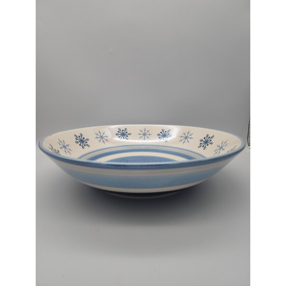 St. Nicholas Square WINTER FROST 12.5" Round 2.5 qt Serving Bowl Blue Snowflakes - Picture 12 of 12